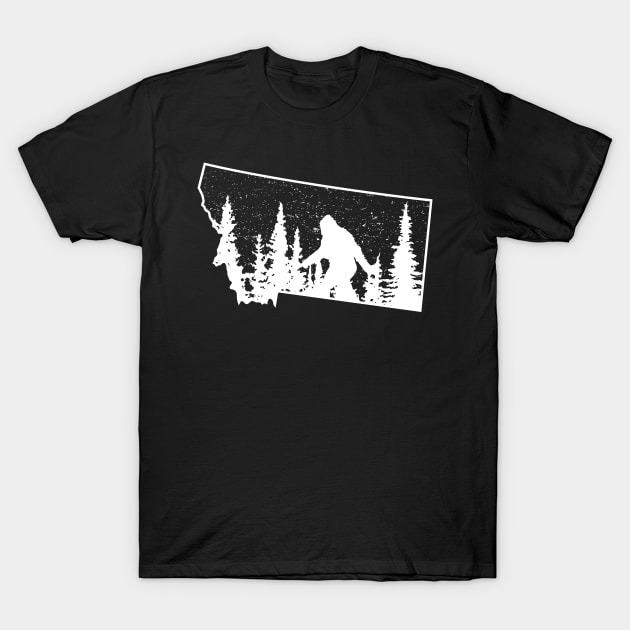 Bigfoot Montana State Map T-Shirt by Tesszero